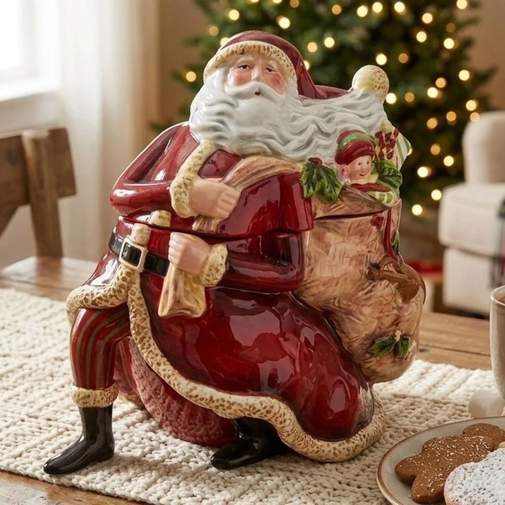 Certified International Enchanted Santa Cookie Jar Susan Winget Christmas Decor